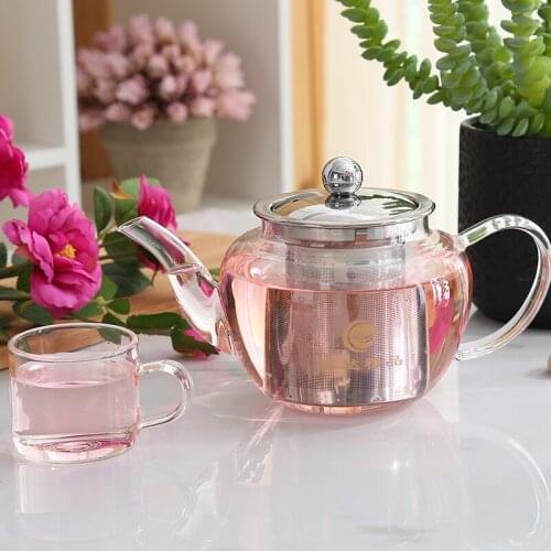 Heat Resistant Glass Loose Tea Teapot with Stainless Steel Infuser Filter Water Coffee Leaf Tea Pot Home Office 400 600 800Ml
