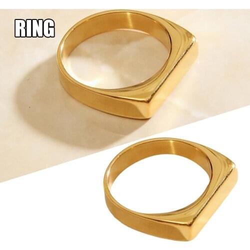 Titanium Steel Golden Vermeil Size 6 7 8 Lady Tail Ring Mini Signet Men Ring Bone FS99