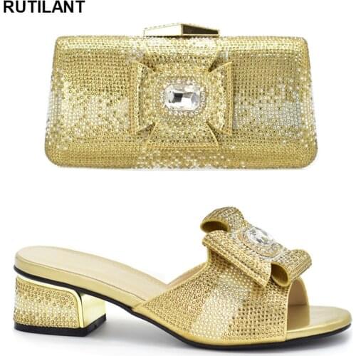 African Shoe and Bag Set Decorated with Appliques Summer High Heeled Shoes for Women African Shoes and Matching Bags Italian