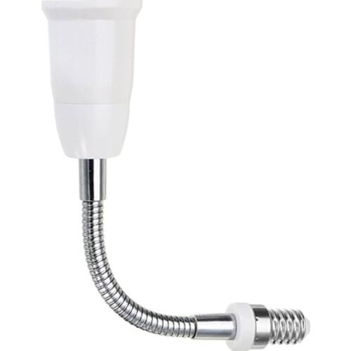 1pcs AC250V E14 to E27 Flexible Extend Bulb Base Lamp Extension Adapter Screw Holder Socket Converter 18CM White