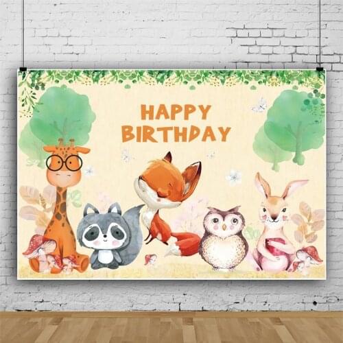 Cartoon Spring Forest Zoo Animal Party Background Child Birthday Table Decoration Photography Studio Photo Baby Vinyl Backdrop