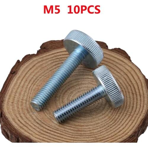 10PCS GB835 M5x8/10/12/14/16/18/20/25/30/35/40mm Knurling Flat Head Knurled Thumb Screw Hand Tighten Computer Screws