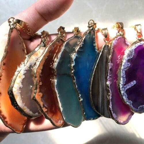 Magic Agate Druzy Emperor Quartz Stone Natural Gold Pendant Necklace Jewelry Reiki Healing Collares De Piedras Naturales Mujer