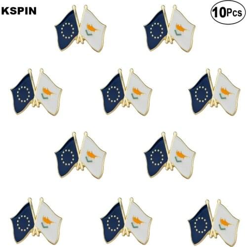 EU & Cyprus Lapel Pin Flag badge Brooch Pins Badges 10Pcs a Lot