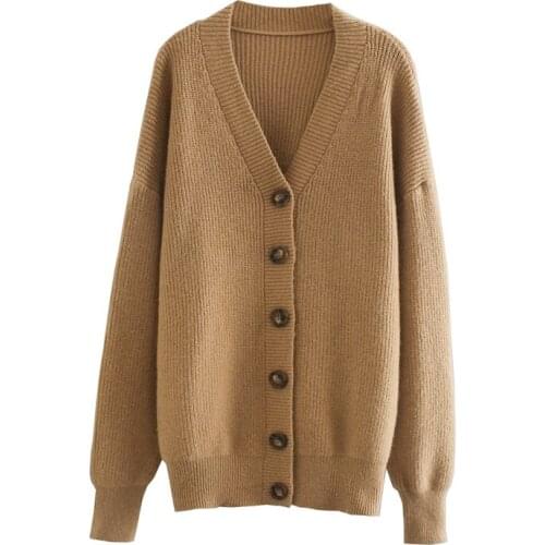 Womens Single Breasted Knitted Jacket Coat Fashion Oversized Sweater 2021 Winter White Cardigan Sweater