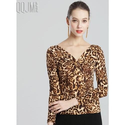 Lady New Ballroom Dance Suit Adult Ballroom Dancing Shirt Girls Dance Practice V-neck Clothes Long Sleeve Robe B-6289