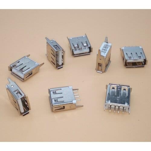 10PCS/Lot USB Socket USB-A Type 4-Pin DIP Looper Connector Female 13.7MM