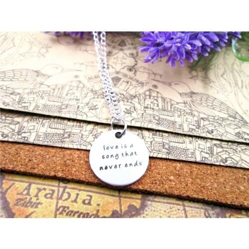 3pcs/lot Fashion stainless steel necklace "love is a song never ends" Pendant necklace Jewelry Gift more style for choosing