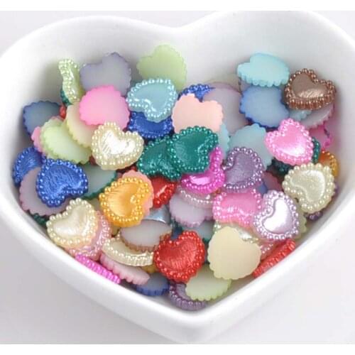 300PCS 10mm mixed Mini Heart flatback Resin Cabochons Scrapbook Craft DIY buttons YKL0520x