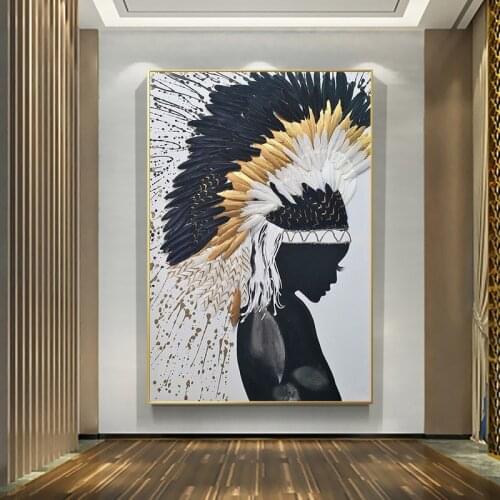 Abstract Graffiti Feather Women Canvas Paintings Wall Art Posters Prints Pictures for Living Room Home Decoration Home Decor