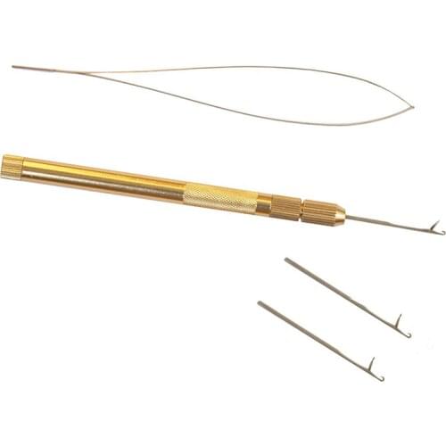 Free shipping 4 in one Aluminium Feather Hair Extension Kit Pulling Puller Pull Needle Threader DIY Tool