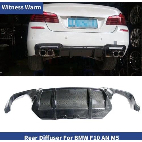 Car Rear Bumper Diffuser For BMW F10 AN M5 2010 - 2016 FRP Carbon Fiber Car Bumper Lip spoiler car body kit