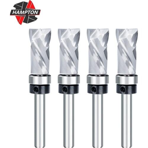 Router Bit 1pc 1/4" Shank Up Down Cutter Flush Trim Router Bits With Lower Bearing Solid Carbide End Mill Wood Milling Cutter