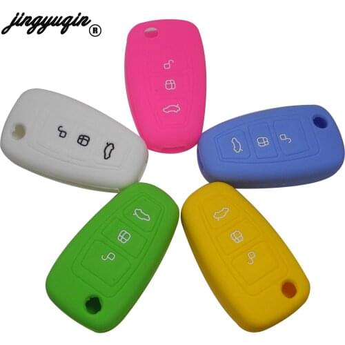 Jingyuqin For Ford Mondeo Focus 3 MK3 Kuga Fiesta Escape Ecosport 3 Buttons Car Key Case Key Cover FOB Car-styling