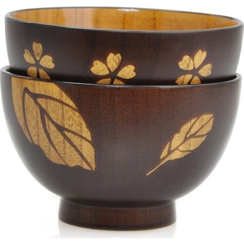 Chinese/asian/European katon leaf cherry style whole wood Handmade turtle Rice/Noodles/Sushi/Food/Sugar/wooden bowl 11.5 *7cm