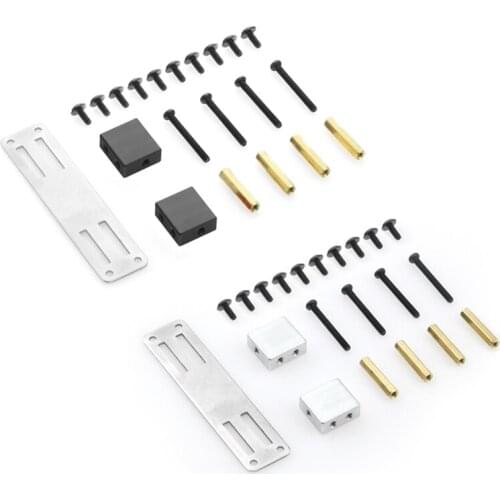 2 Set Metal Servo Fixed Mount Bracket Kit For WPL B14 B16 B36 C24 C34 1/16 RC Truck Car Upgrade Parts, Black & Silver