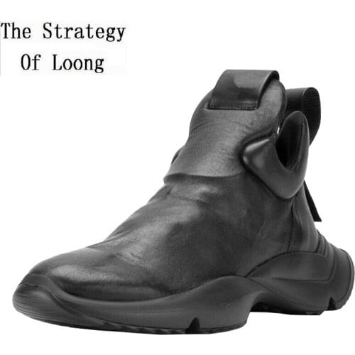 Spring Autumn Korean Style Men Full Grain Leather Ankle Short Boots Male High-top Casual Genuine Leather Sneakers Shoes 200113