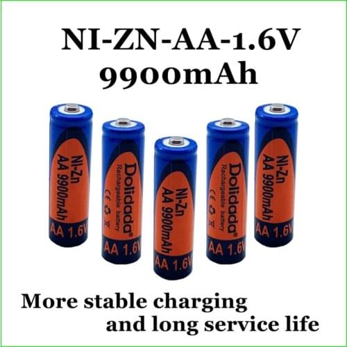 New zi-zn AA rechargeable battery 1.6 V 9900 MAH charge more stable, life is 5 times of 1.5 V series battery, can be recycled
