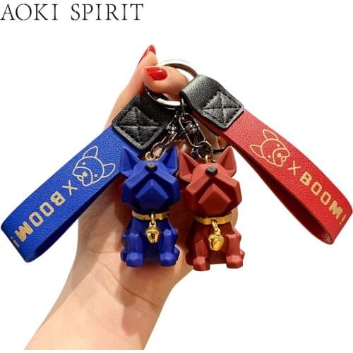 New Fashion Stereo Section Bulldog Keychain Key ring PVC Creative Mobile Phone Bag Car Pendant Fun Key Chain Gifts for Friends