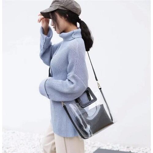 New Clear Transparent PVC Shoulder Bags Women Candy Color Women Jelly Bags Purse Solid Color Handbags sac a main femme handbag