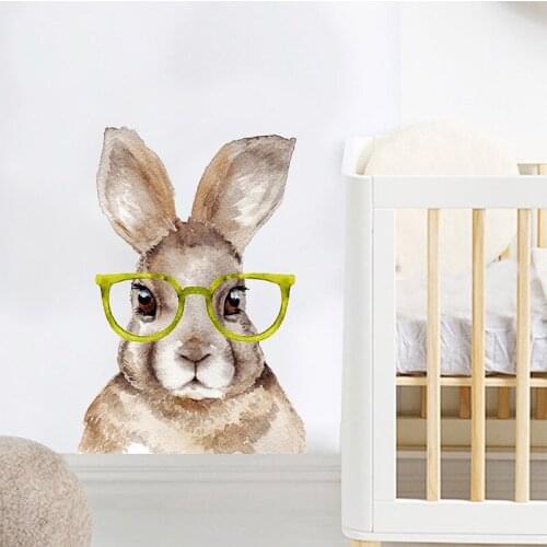 Cartoon Rabbit Wallpaper with glasses Bedroom porch living room wall beautification decorative wall stickers