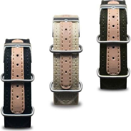Othelevel Unisex Strap NATO Canvas Strap 18 20 22mm High Quality Silver Buckle