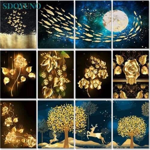 SDOYUNO 60x75cm Paint By Numbers On Canvas Scenery DIY Frame Oil Painting By Numbers Landscape Watercolor By Numbers