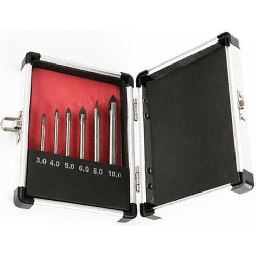 6pcs Glass Drill Bit 3-10mm Hard Alloy Steel Spear Head Drill Bit for Glass Ceramic Marble Glass Ceramic Drill Bit Marble