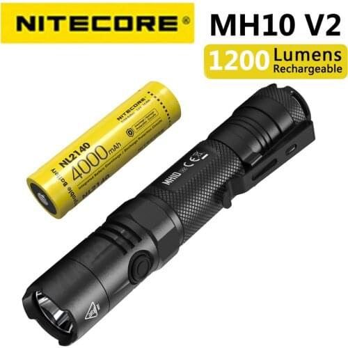 NITECORE MH10 V2 1200Lumen CREE XP-L2 V6 LED Flashlight Tactical 4000mAh 21700 Battery USB-C Rechargeable Torch
