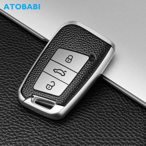 TPU Car Key Cover For VW Volkswagen Magotan 2018 2017 Passat B8 Skoda Superb A7 Leather Pattern Smart Remote Fob Protector Case