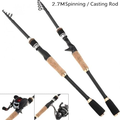 2.1m 2.4m 2.7m 7 Section Carbon Fiber Lure Fishing Rod Ultra Light Spinning Casting Fishing Pole Travel Fishing Tackle Lure Rod