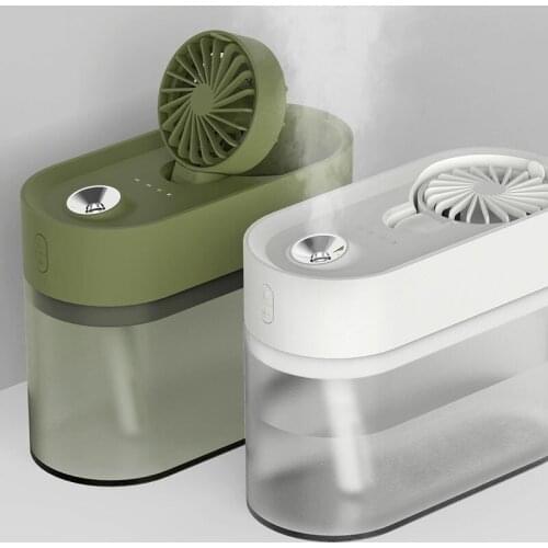 700ML USB Air Humidifier Ultrasonic Cool-Mist Adorable Pet Mini Humidifier with LED Light Mini USB Fan