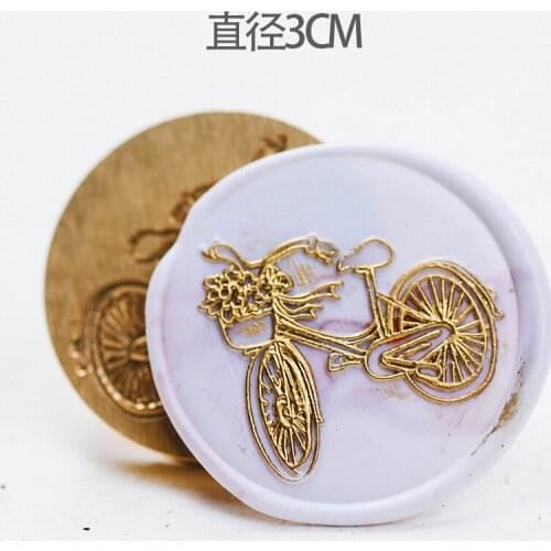 Bicycle design Wax Seal Retro Happy Birthday Wood Scrapbooking Sollos Wedding Invitation Envelope Replaceable Copper Head
