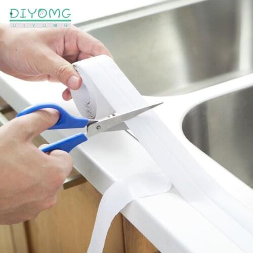 Bathroom Kitchen PVC Waterproof Self adhesive Wall Stickers Shower Sink Bath Gap Seam Sealing Strip Tape Baseboard Waist Line