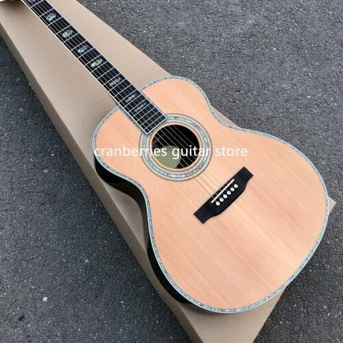 Top Quality,Solid cedar top Acoustic Guitar,OM model,Rosewood Back and Sides,real abalone inlay,free shipping