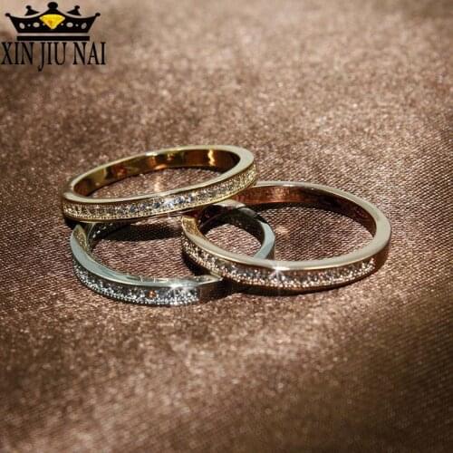High Quality AAA Zirconia Micro Inlays Classical Wedding Rings for Women 3-color dainty ring for women girlfriends mix and match