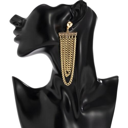 High-End Punk Simple Long Metal Tassel Hanging Earrings for Women Bridal Dangle Statement Gold Drop Earrings Brincos Gift