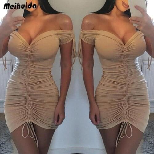 2018 Sexy Womens Pure Color Dresses Hot Sale Lady Bandage Bodycon Evening Party Club Mini Dress V-neck Short Dresses Vestidos