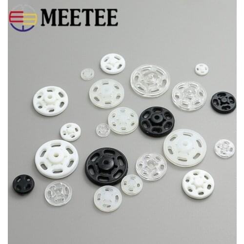100set Meetee 10-25mm ABS Plastic Snap Buttons Transparent Invisible Fasteners Press Button Stud DIY Clothing Sewing Accessories