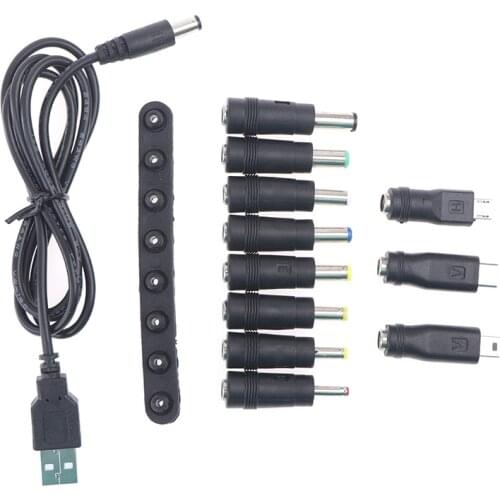 11Pcs DC Power Adapter Conversion Head(3.5-6.4mm/USB/Type-C)+5.5*2.1mm USB Cable