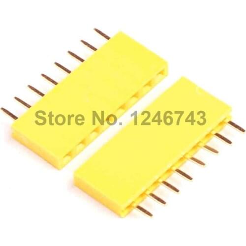 20PCS 8P 8Pin Single Row 1*8P 2.54mm Spacing Straight Needle Socket Yellow
