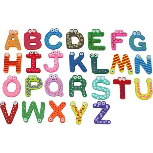26pcs Colourful Cartoon Letter Fridge Magnet Cute Wooden Magnetis Sticker Education Learn Wall Sticker Novelty Kid Baby Toy