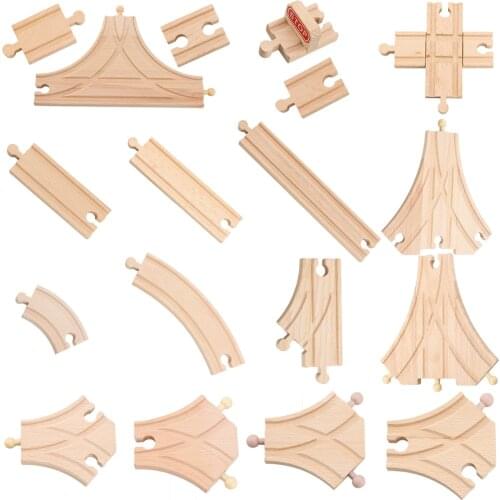 34 Models Wooden Track Parts Beech Wooden Railway Train Track TOY Accessories Fit for All Common Wooden Tracks