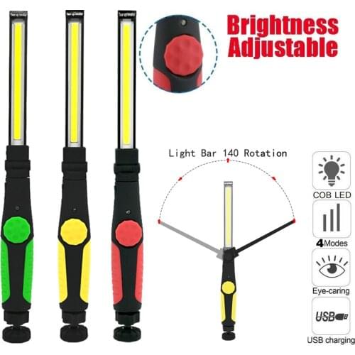 3in1 Cob Led Flashlight Torch USB Recharageable Camping Emergency Light Inspection Lamp or Car Repair, Home Use, Workshop