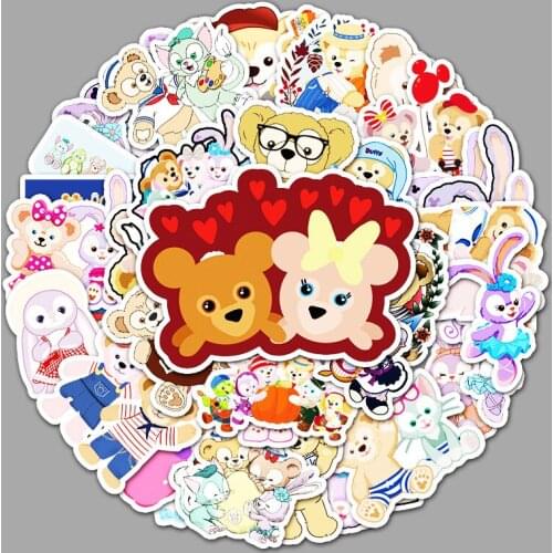 50 Pcs/pack Cartoon Anime Animals Bear and Rabbit Doodle Stickers Laptop Skateboard Car Decoration Stickers Childrens Toys