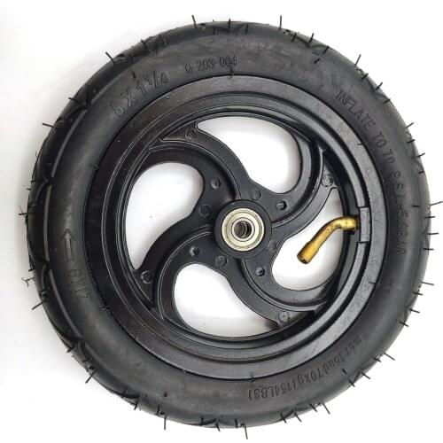 8x1 1/4 Aluminium Alloy Hub 32mm Width Inflated Tube Wheel 8" Pneumatic Wheel Inner Tube For Kickscooter Scooter Wheel