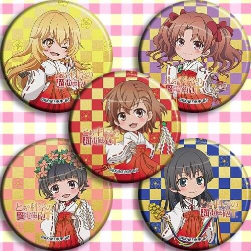 Anime 58mm BadgesToaru Kagaku no Railgun Shirai Kuroko Brooch Pins