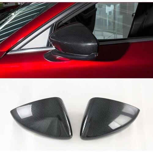For Mazda CX-30 CX30 2020 2021 Carbon Fiber Chrome Rear View Cover Trim Rearview Mirror Case Cap Overlay car Accessories
