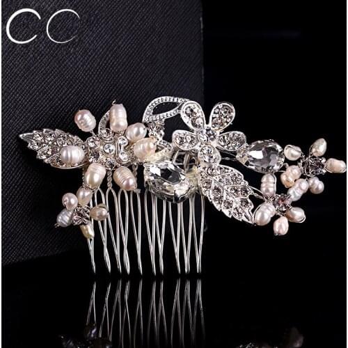 Bridal Hair Comb Tiara Wedding Austrian Crystal Simulates Pearl Hairwear for Women Fashion Hair Jewelry Chic Accessories A001