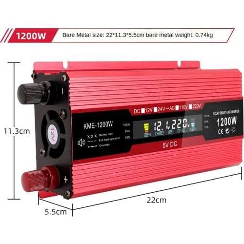 1200W 2000W Power Inverter Pure Sine Wave DC 12 V to 220 V AC LCD for Car RV Car Power Inverter Charger Converter Adapter